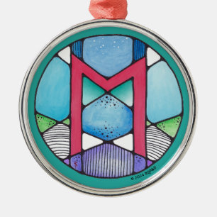 Art Nouveau Ehwaz Rune of Loyalty Metalen Ornament