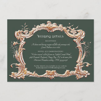 Art Nouveau Elegant Bos in Goud Bruiloft Details Informatiekaartje