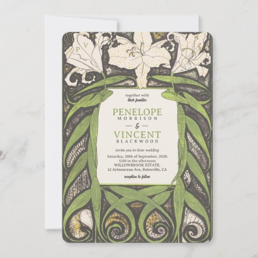 Art Nouveau Elegant Lily Kaart (Voorkant)