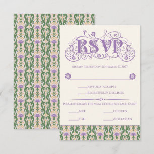 Art Nouveau Elegante Distel Lichtgeel RSVP Kaartje