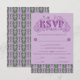 Art Nouveau Elegante Distel Paars RSVP Kaartje