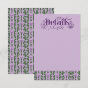 Art Nouveau Elegante Distel Paarse Envelopkaart Informatiekaartje