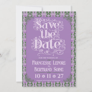Art Nouveau Elegante Distel Royal Lavendel Save The Date