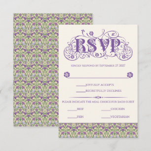Art Nouveau Elegante Liefdesvogels Lichtgeel RSVP Kaartje