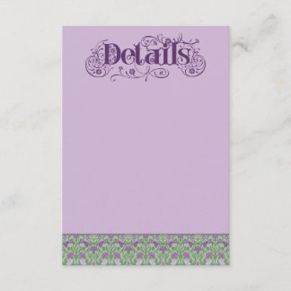 Art Nouveau Elegante Liefdesvogels Paars  Informatiekaartje