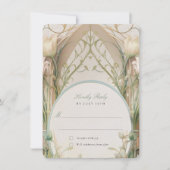 Art Nouveau Elegantie: Bloemenbruiloft RSVP Kaart (Voorkant)