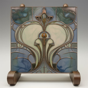 Art Nouveau Elegantie Jade Brons Tegeltje