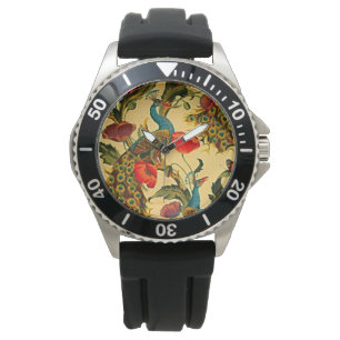 Art Nouveau Elegantie: Sidewall, The Peacock, 1896 Horloge