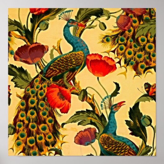 Art Nouveau Elegantie: Sidewall, The Peacock, 1896 Poster (Voorkant)