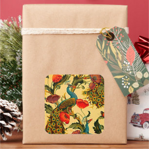 Art Nouveau Elegantie: Sidewall, The Peacock, 1896 Vierkante Sticker