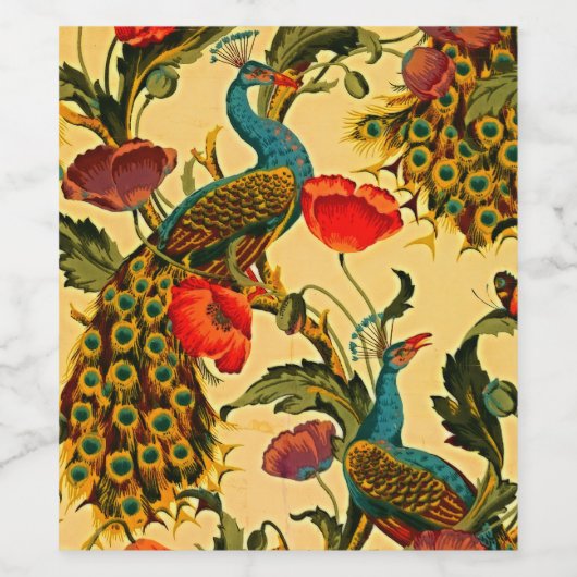 Art Nouveau Elegantie: Sidewall, The Peacock, 1896 Wijn Etiket (Enkel label)