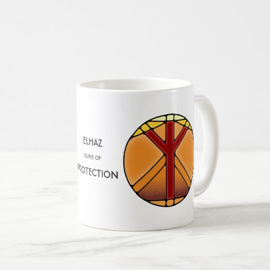 Art Nouveau Elhaz Rune Mok - PROTECTION! (Voorkant rechts)