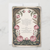 Art Nouveau Erfgoed Bloemige Bruiloft Zwart Goud Kaart (Achterkant)