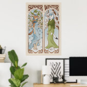 Art Nouveau Ermine Furry Poster (Bureau à domicile)