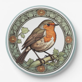 Art Nouveau Europese Roodborst Papieren Bordje