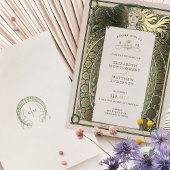 Art Nouveau Faire-part de mariage Gold Green par M