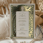 Art Nouveau Faire-part de mariage Gold Green par M