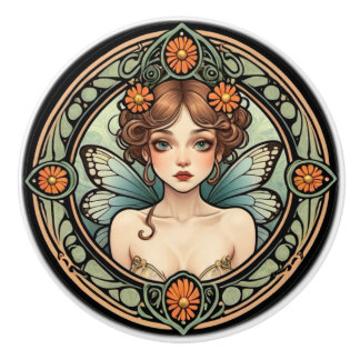  Art Nouveau Fairy Keramische Knop
