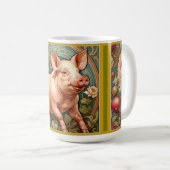 Art Nouveau Farmhouse Pig Mug (Devant droit)