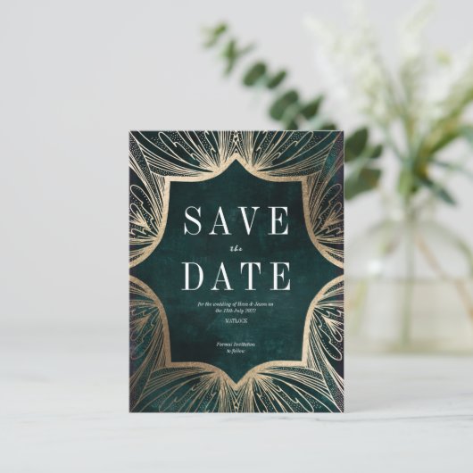 Art Nouveau faux or Mariage Enregistrer la carte d (Debout devant)