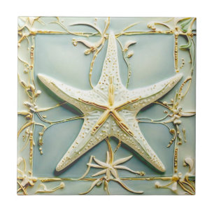 Art Nouveau Faux Relief Starfish Zee Star Beach Tegeltje