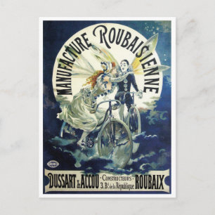 Art Nouveau feeën, fiets Pierrot Moon Briefkaart