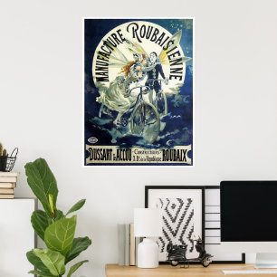  Art Nouveau feeën, fiets Pierrot Moon Poster