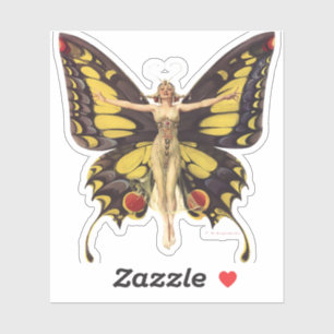  Art Nouveau "Flapper" met vlindervleugels Sticker