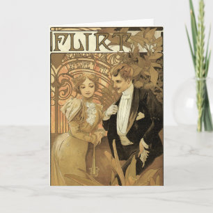  art nouveau flirt koekjes, Alphonse Mucha Kaart