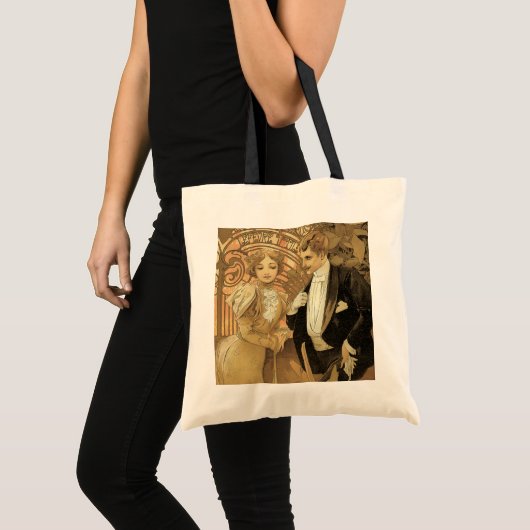 art nouveau flirt koekjes, Alphonse Mucha Tote Bag (Voorkant (product))