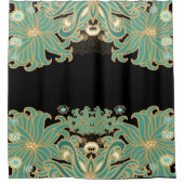 art nouveau, , floral, belle époque, elegant, bl douchegordijn (Voorkant)