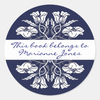 Art Nouveau Floral Book Bord Ronde Sticker