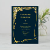 Art Nouveau Floral Border Folie Uitnodiging (Staand Voorkant)