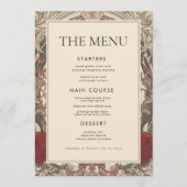  Art Nouveau Floral Bourgondië bruiloft Menu (Voorkant)