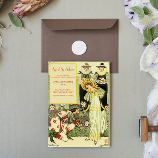  Art Nouveau Floral bruiloft uitnodiging