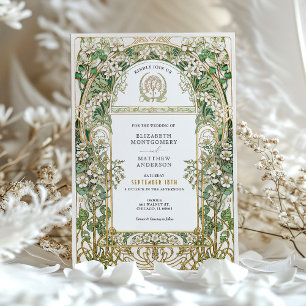 Art Nouveau Floral bruiloft uitnodiging