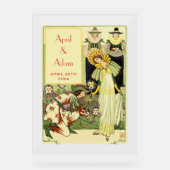 Art Nouveau Floral bruiloft uitnodiging Acryl Bord (Voorkant)