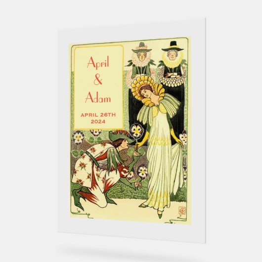 Art Nouveau Floral bruiloft uitnodiging Acryl Bord (Hoek)