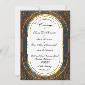 Art Nouveau Floral Calligraphy Invitation Kaart
