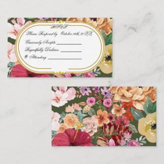 Art Nouveau Floral Calligraphy RSVP Card  Informatiekaartje