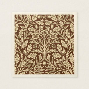 Art Nouveau Floral Damask, Dark Brown en Beige Servetten