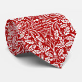 Art Nouveau Floral Damask, Deep Red en White Stropdas (Opgerold)
