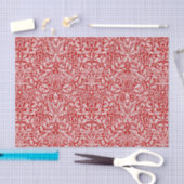 Art Nouveau Floral Damask, Deep Red en White Tissuepapier (Craft)
