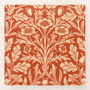 Art Nouveau Floral Damask, Mandarin Oranje Glazen Onderzetter