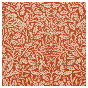 Art Nouveau Floral Damask, Mandarin Oranje Stof