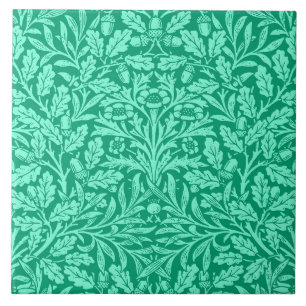 Art Nouveau Floral Damask, Turquoise en Aqua Cer Tegeltje