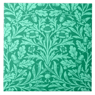 Art Nouveau Floral Damask, Turquoise en Aqua Tegeltje