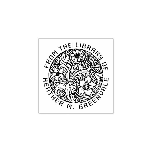 Art Nouveau Floral Design Personalized Bookplate R Rubberstempel (Afrduk)