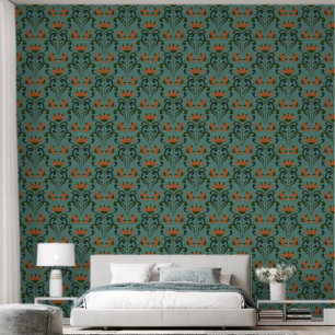 Art Nouveau Floral Design sur papier peint vert Tu