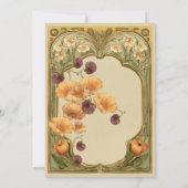 Art Nouveau Floral Frame Wedding Invitation Kaart (Achterkant)
